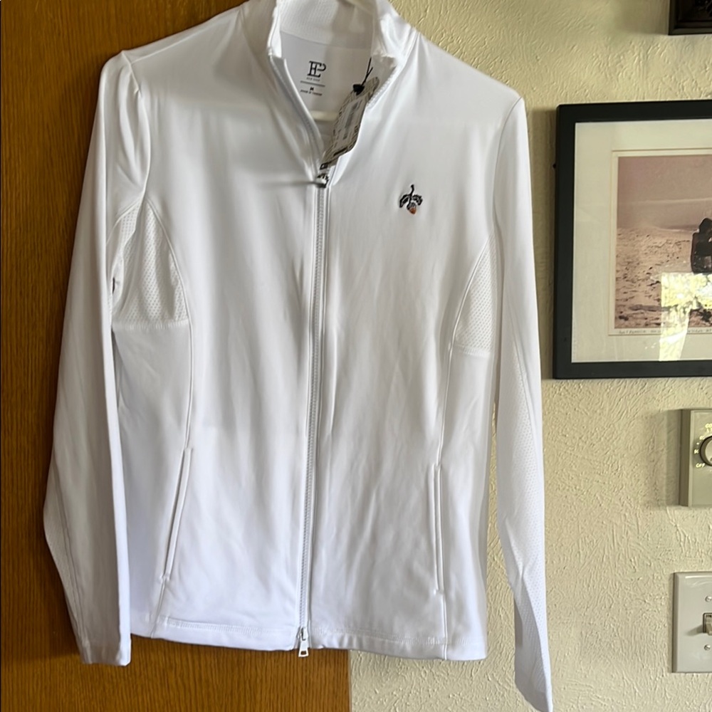 White Lightweight Shirt Jacket with Stand-Up Collar from blackjack national golf